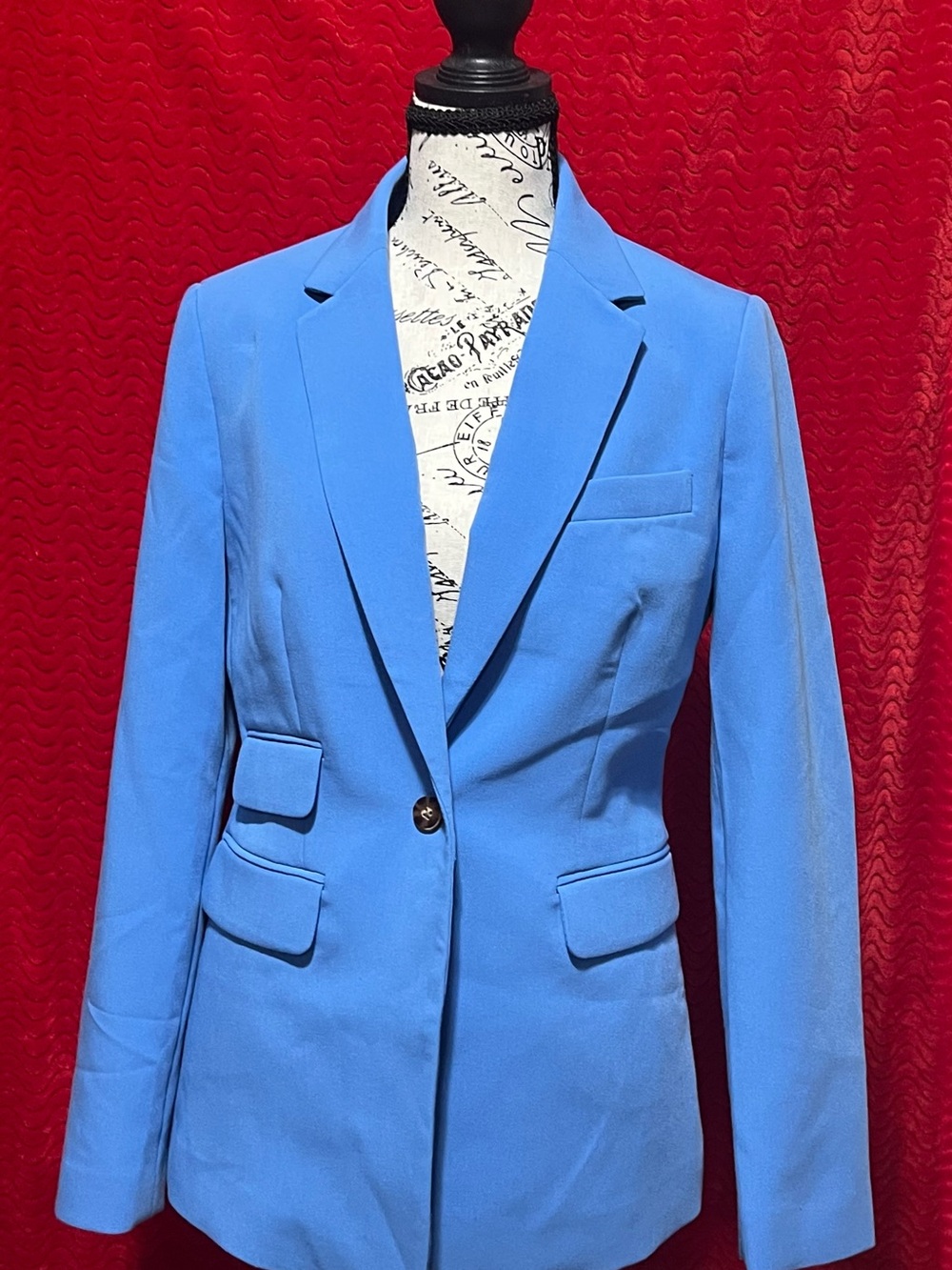 Nine West Sky Blue Single-Button Tailored Blazer